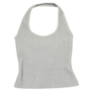 Aritzia Babaton Women's Medium Light Blue Ribbed‎ Fitted Halter Top